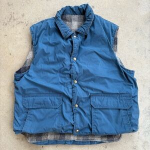 Vintage Woolrich Puffer Vest Men's XL Reversible Wool Lined Made in USA